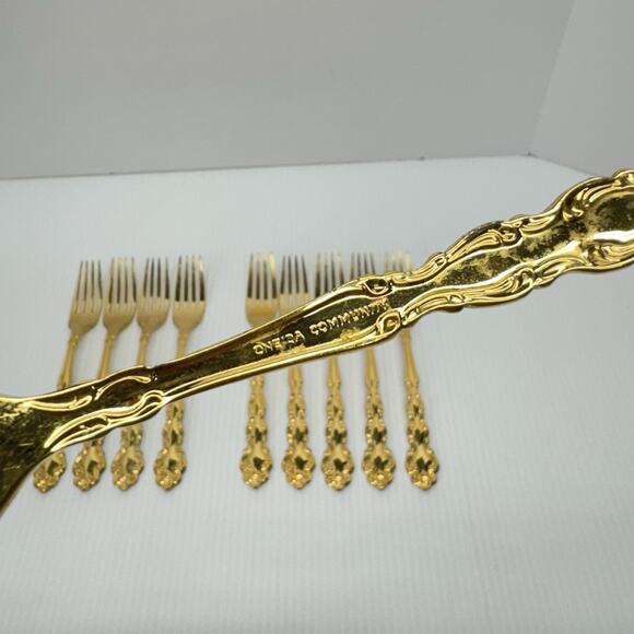 Set Of 10 Oneida Community Gold Beethoven Dinner Forks - Picture 5 of 7
